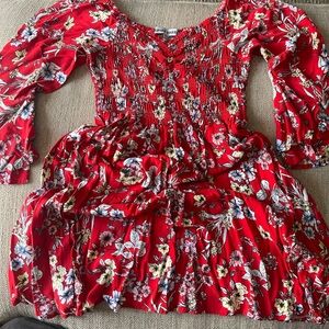Floral Spring Mini Dress Bell Sleeves and bodice